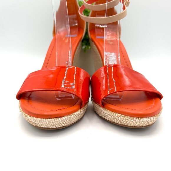 KATE SPADE ORANGE LEATHER ESPADRILLE WEDGE SANDALS HEELS - 7.5 - Picture 8 of 10